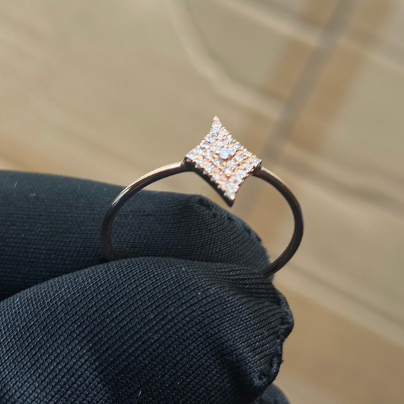 14k Rose Gold Diamond Shape 0.12ct Diamond Ring - Picture 6 of 6